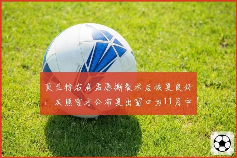 莫兰特右肩盂唇撕裂术后恢复良好，灰熊官方公布复出窗口为11月中旬